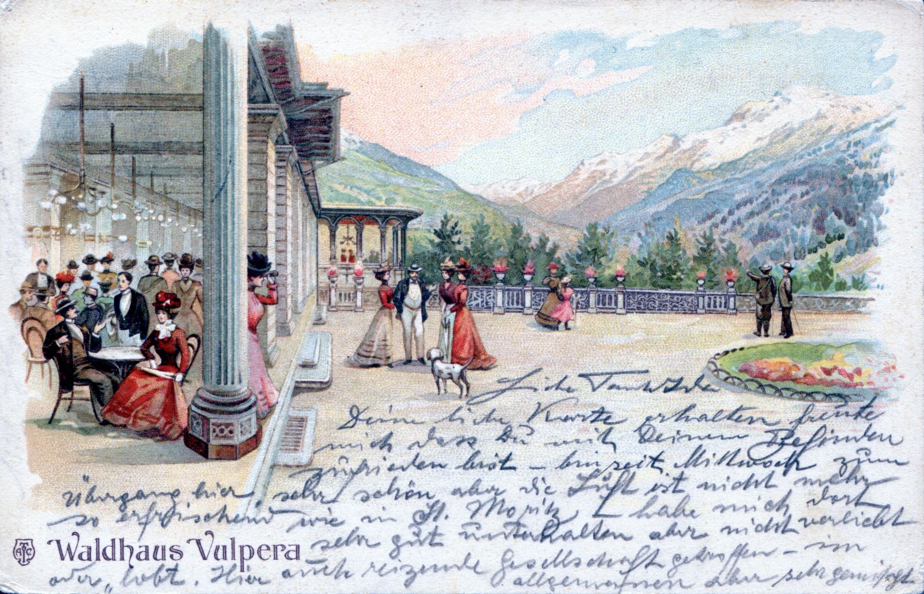 Der Teegarten des Hotels mit erlauchter Gesellschaft, um 1900 (Sammlung J. Ziegelmann)
