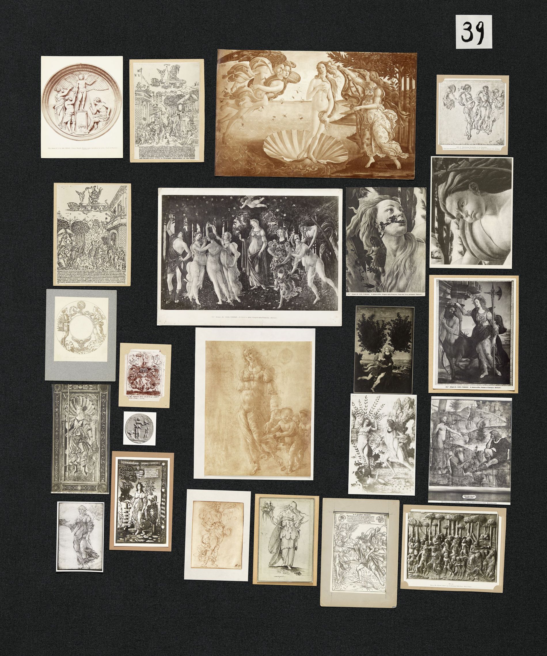 Aby Warburg, Bilderatlas Mnemosyne, Panel 39 (wiederhergestellt); Foto: Wootton / fluid; Courtesy The Warburg Institute, London