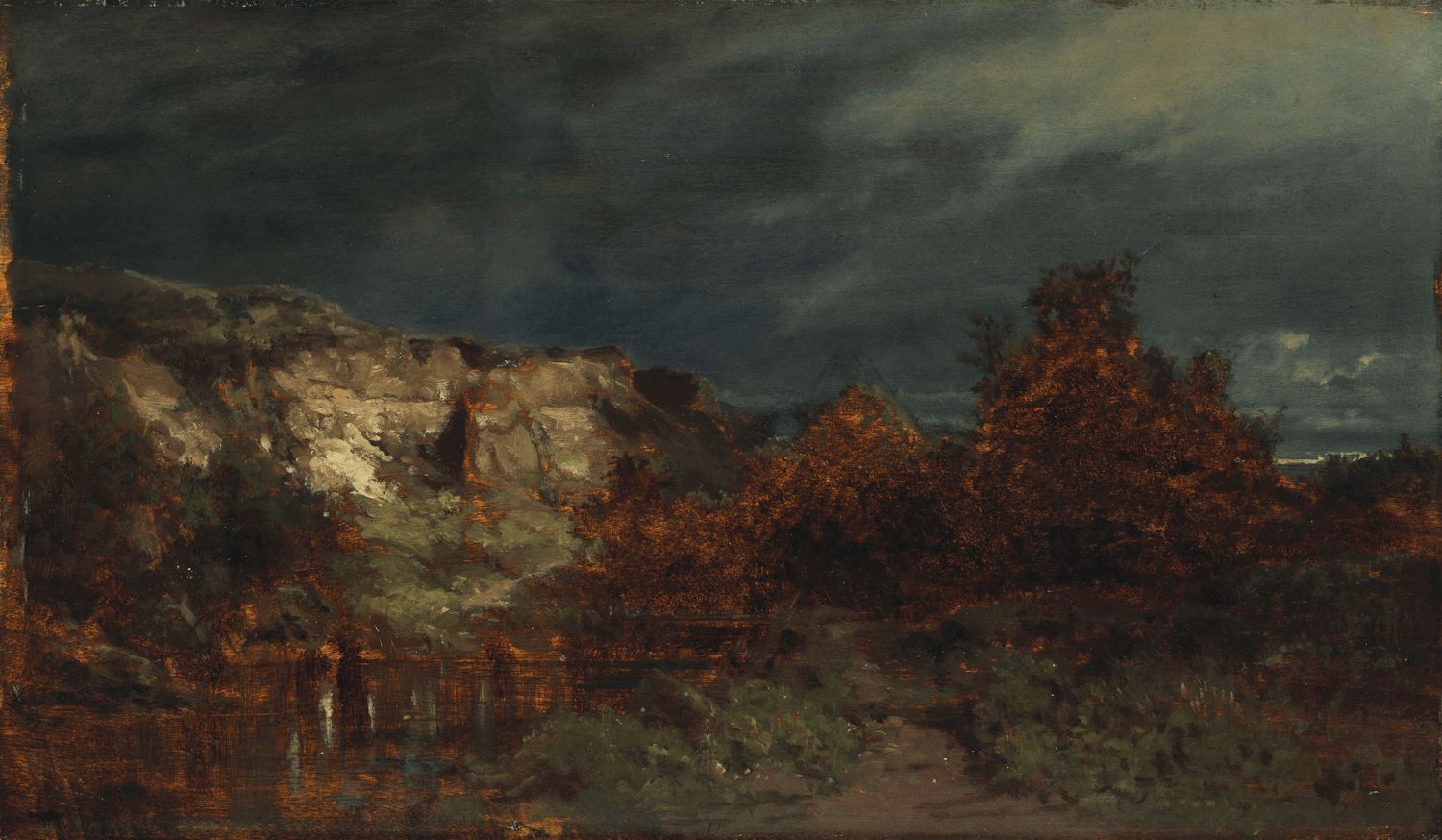 Irrlichter, um 1867/1868, Öl auf Laubholz, 31.3 x 53.7 cm, Bayerische Staatsgemäldesammlungen München – Neue Pinakothek