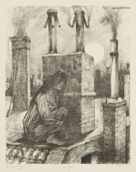 Die Irre Hans Baluschek, Die Irre, 1920, Aus dem Mappenwerk
„6 Originallithographien“, Carl P. Chryselius’scher Verlag, Berlin 1921
Lithografie auf Papier, Bröhan-Museum Foto: Martin Adam, Berlin