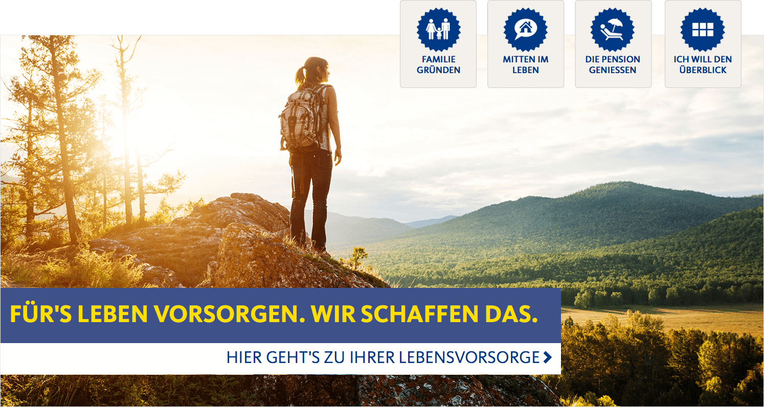 Für's Leben vorsorgen. Wir schaffen das. Hier geht's zu Ihrer Lebensvorsorge.