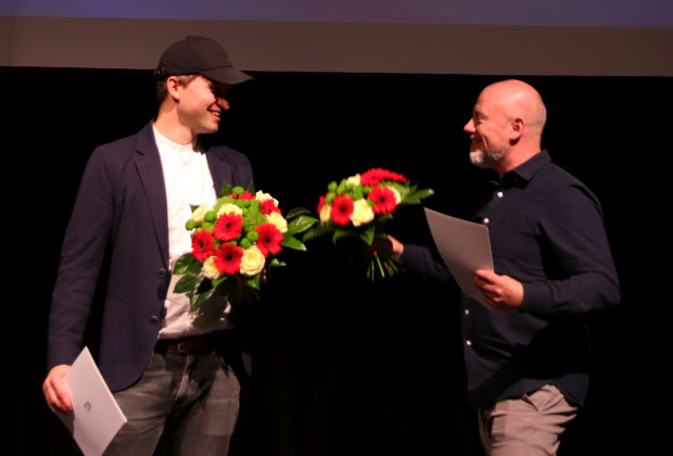 Die Preisträger der 43. Mülheimer Theatertage Thomas Köck und Oliver Schmaering / Foto: Marie-Luise Eberhardt