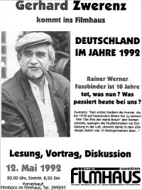 Zwerenz über Fassbinder (Veranstaltung in Saarbrücken)