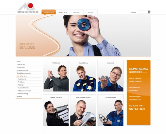 Karriere-Website Moderne Industrie Technik