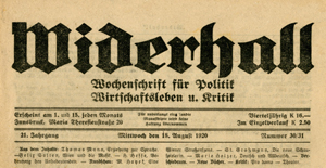 Widerhall, 18. August 1920